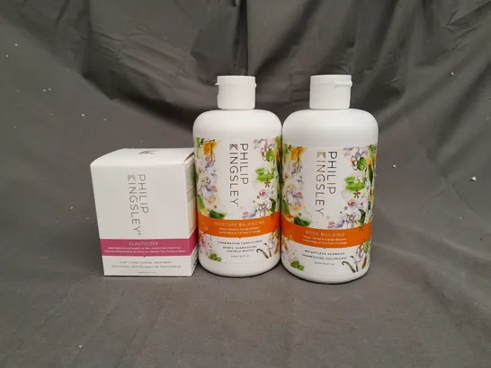 PHILIP KINGSLEY HAIR CARE SET. SHAMPOO, CONDITIONER AND ELASTICIZER TREATMENT