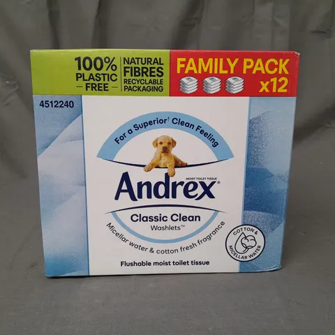 BOXED ANDREX FAMILY PACK OF 12 CLASSIC CLEAN WASHLETS