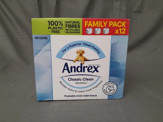 BOXED ANDREX FAMILY PACK OF 12 CLASSIC CLEAN WASHLETS