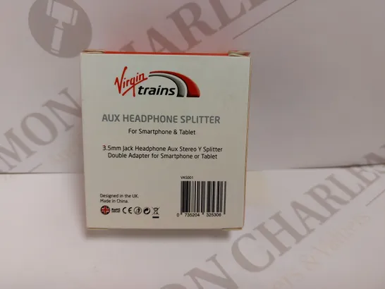 BOX OF APPROX 10 VIRGIN TRAINS AUX HEADPHONE SPLITTERS - 3.5MM