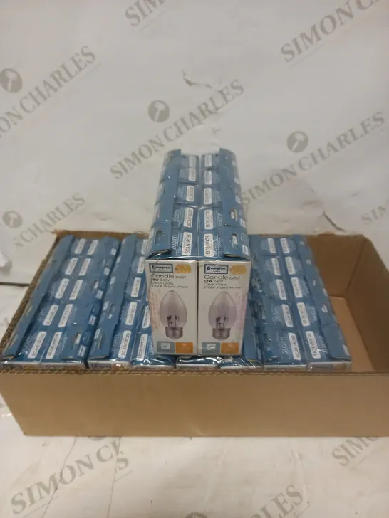 LOT TO CONTAIN 50 X CROMPTON ENERGY SAVING HALGOGEN CANDLE ES-E27 18W 2700K WARM LIGHT LIGHTBULBS 