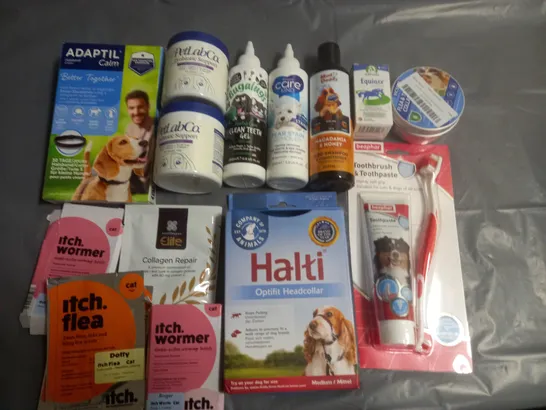 LOT OF APPROXIMATELY 25 ASSORTED PET CARE ITEMS TO INCLUDE HALTI HEADCOLLAR, SUPPLEMENTS AND SHAMPOOS