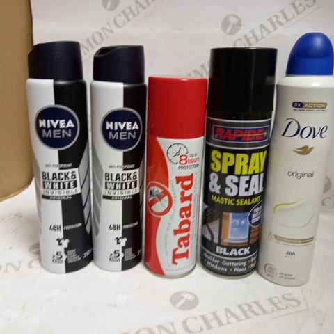 LOT OF APPROXIMATELY 18 ASSORTED AEROSOLS, TO INCLUDE DEODORANT, SEALANT, ETC - COLLECTION ONLY
