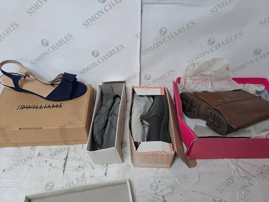 APPROXIMATELY 10 PAIRS OF ASSORTED BOXED SHOES TO INLCLUDE BOOTS, HEELS, AND PUMPS ETC. 