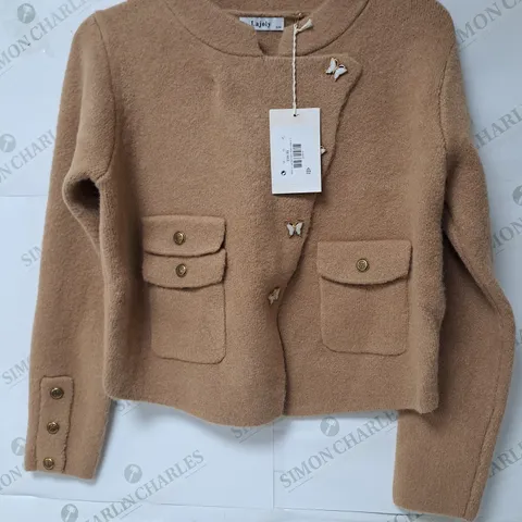 LAJOLY LILA ASYMMERTRIC BUTTON JACKET IN WASHED TAN - S/M
