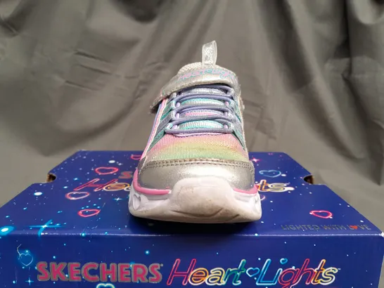 BOXED SKECHERS HEART LIGHTS RAINBOW LUX TRAINERS - UK 11.5 KIDS