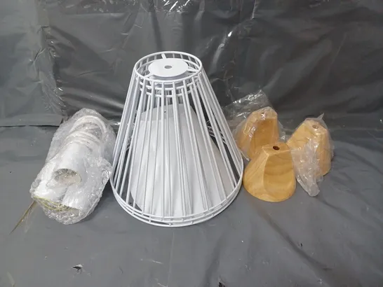 SET OF 3 WIRE CAGE LIGHT SHADES AND PENDANTS WITH FITTINGS