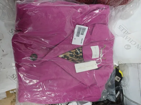 BOX OF APPROX 10 CLOTHING ITEMS TO INCLUDE DANNII MINOGUE PINK COAT