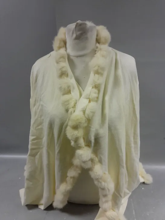 WYNNE COLLECTION OPEN FRONT CARDIGAN WITH BOBBLES IN CREAM SIZE 2XL