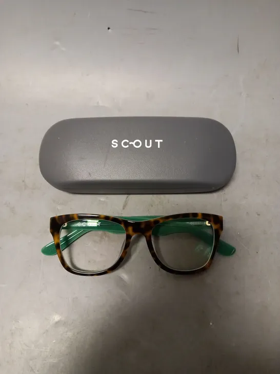 SCOUT FESTIVAL SCOUT SQUARE TORTOISE TEAL GLASSES WITH UNKNOWN MAGNIFICATION 