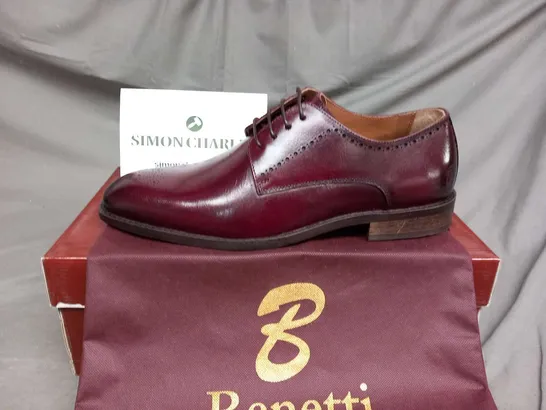 BRAND NEW BOXED BENETTI THOMAS BURGUNDY LEATHER SHOES SIZE 43