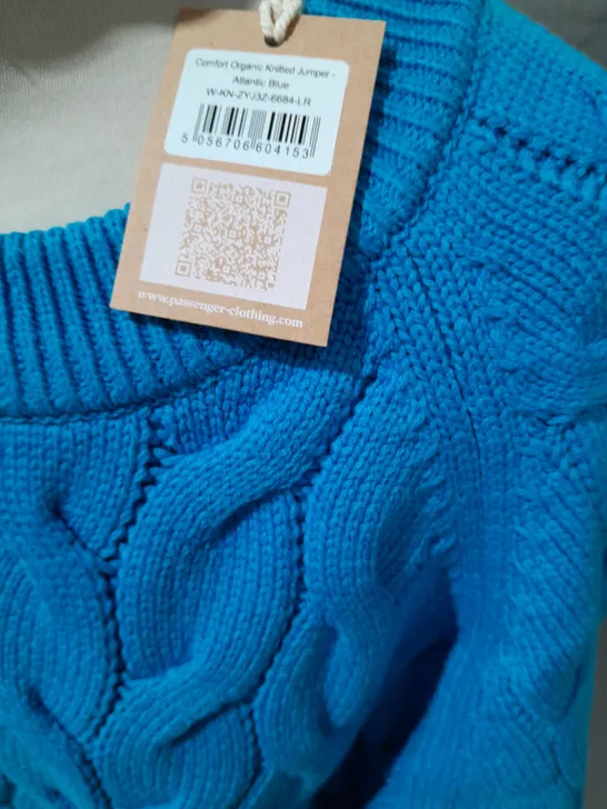 PASSENGER COMFORT ORGANIC KNITTED JUMPER IN ATLANTIC BLUE - L