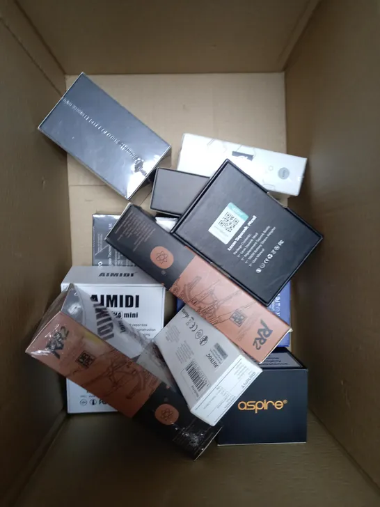 BOX OF APPROXIMATELY 10 ASSORTED E-CIG PRODUCTS TO INCLUDE ASPIRE, OXVA, VAPORESSO ETC