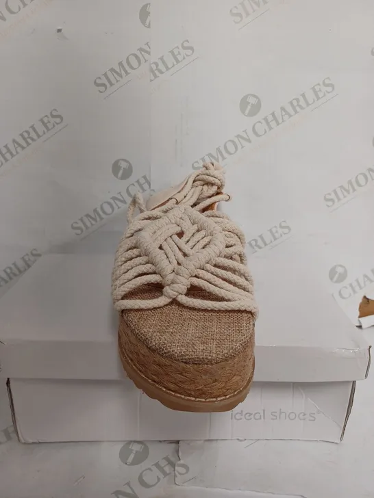 BOXED IDEAL SHOES BEIGE ROPE LACE UP ESPADRILLE FLATFORM - EU 41 