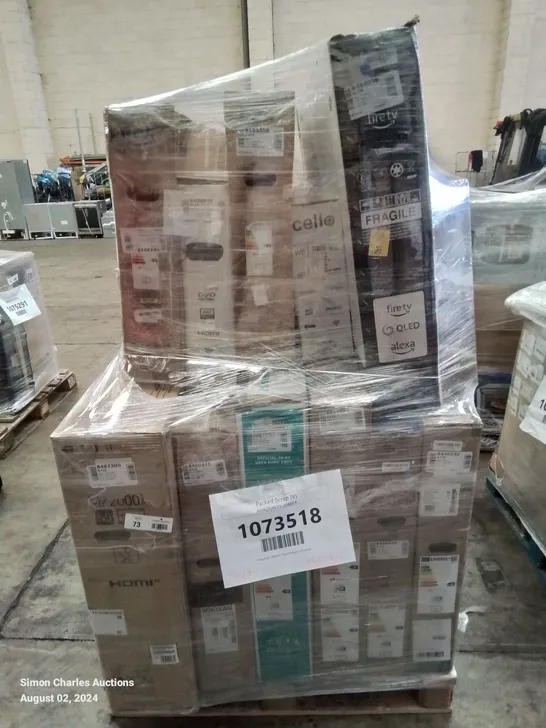 PALLET OF APPROXIMATELY 12 UNPROCESSED RAW RETURN TELEVISIONS TO INCLUDE;