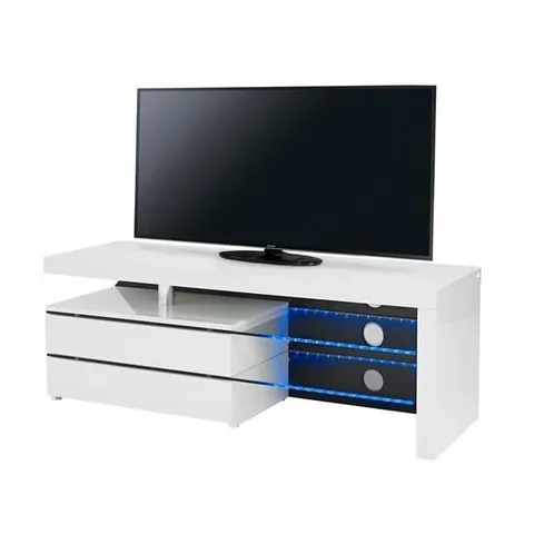 BOXED MILANO MEDIA UNIT WITH LED - WHITE HIGH GLOSS (2 BOXES)