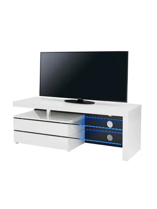 BOXED MILANO MEDIA UNIT WITH LED - WHITE HIGH GLOSS (2 BOXES)