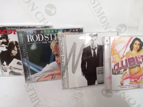 BOX OF APPROXIMATELY 20 ASSORTED HOUSEHOLD ITEMS TO INCLUDE BEST OF BON JOVI CROSSROAD CD, THE VERY BEST OF ROD STEWART DC, MICHAEL BUBLÉ IT'S TIME CD, ETC