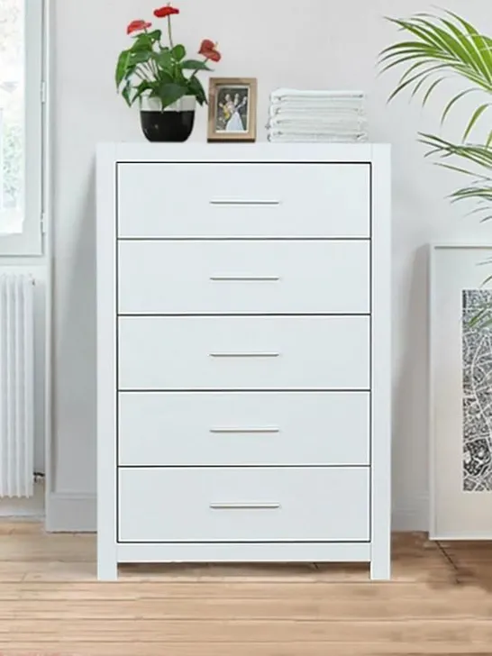 BOXED RIO 5-DRAWER CHEST IN WHITE 