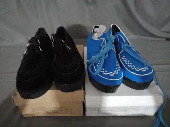 APPROXIMATELY 15 BOXED PAIR OF BOOTS IN BLACK AND BLUE VARIOUS SIZES TO INCLUDE SIZE 5 