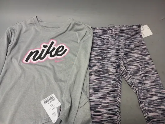 NIKE DRI FIT LONG SLEEVE T-SHIRT & LEGGINGS - 4-5 YEARS