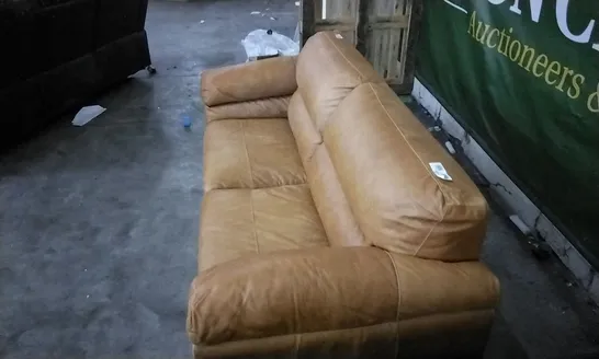 QUALITY RUST LEATHER 3 SEATER SOFA 