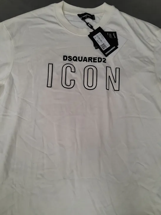 DSQUARED2 ICON T-SHIRT IN CREAM SIZE XL