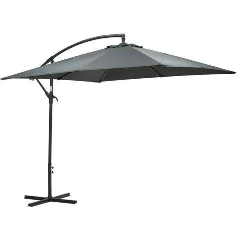 BOXED ABDUL-BASIT 250cm CANTILEVER PARASOL - BLACK/DARK GREY (1 BOX)