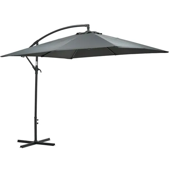 BOXED ABDUL-BASIT 250cm CANTILEVER PARASOL - BLACK/DARK GREY (1 BOX)