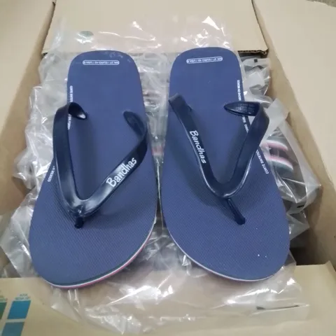 BOX CONTAINING 20 PAIRS OF MEXICO BANDHAS FLIPFLOP/SANDLES SIZE 8UK