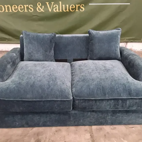 QUALITY DESIGNER 2 SEATER SOFA - TEAL FABRIC