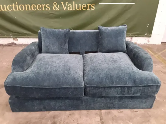 QUALITY DESIGNER 2 SEATER SOFA - TEAL FABRIC