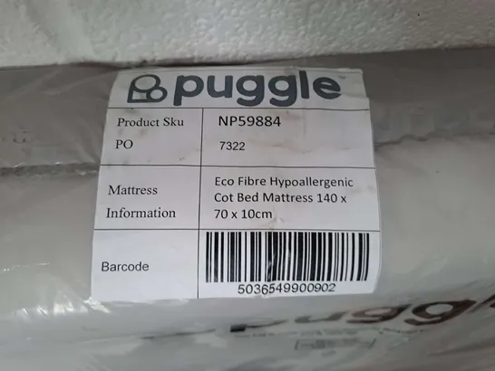 BAGGED PUGGLE ECO FIBRE HYPOALLERGENIC COT BED MATTRESS - 140X70X10CM