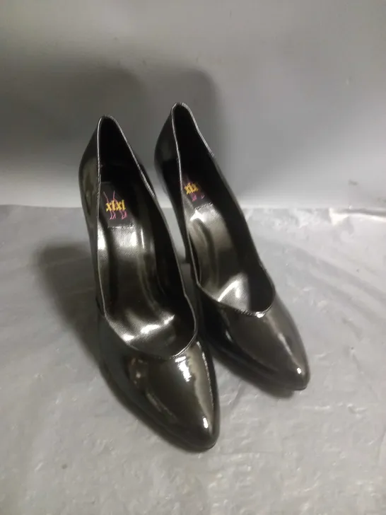 XIXI LADIES HIGH HEELED STILETTO SHOES BLACK PATENT SIZE 7