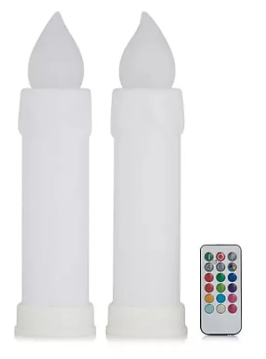 MR CHRISTMAS SET OF 2 BLOW MOLD RGB CANDLES WITH REMOTE 24 INCHES