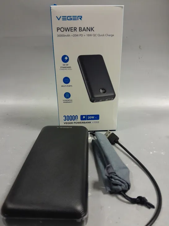 BOXED VEGER 30,000MAH QUICK CHARGE POWER BANK 