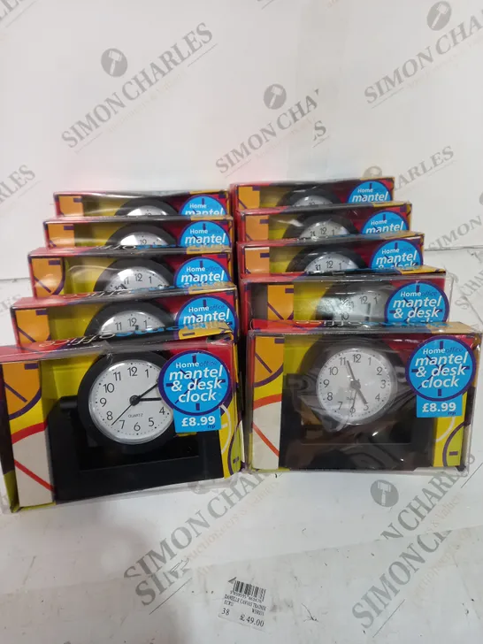 BOX OF APPROX 10 HOMEOFFICE MANTEL AND DESK CLOCKS