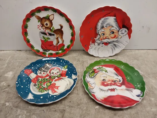 BOXED MR CHRISTMAS SET OF 4 CERAMIC NOSTALGIC RETRO PLATES