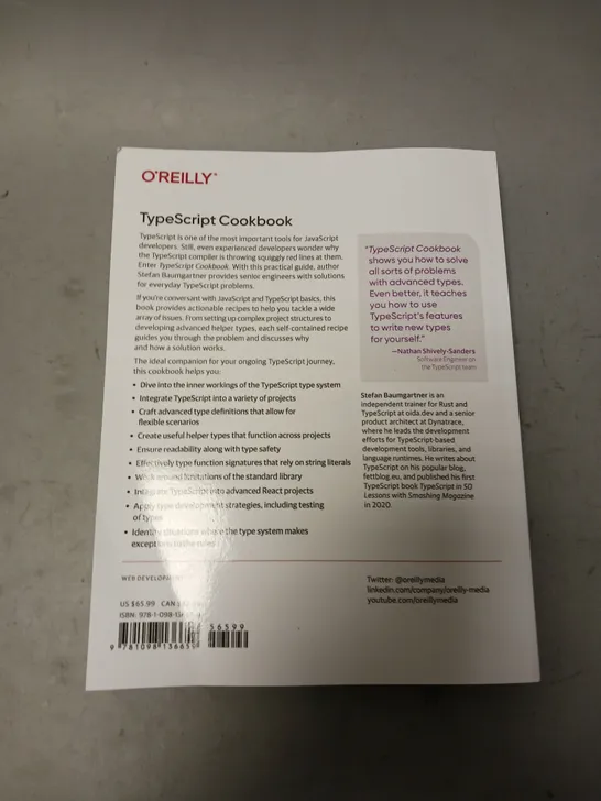 O'REILLY TYPESCRIPT COOKBOOK BY STEFAN BAUMGARTNER