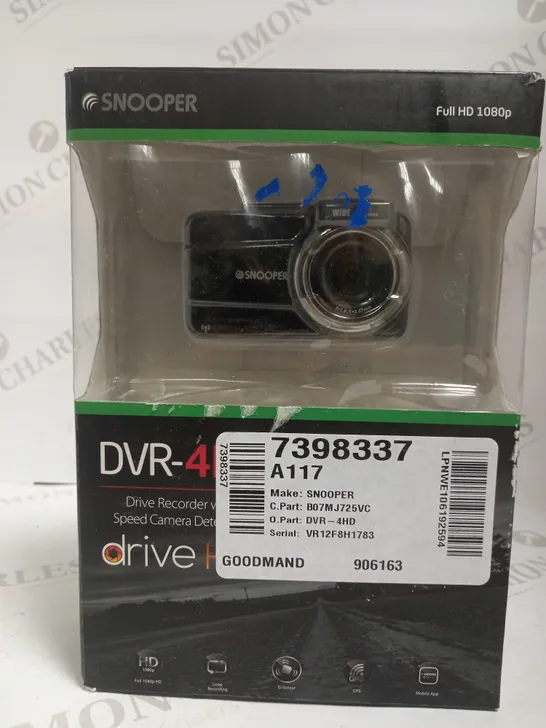 SNOOPER DVR-4HD G3 1080P HD GPS DASH CAMERA