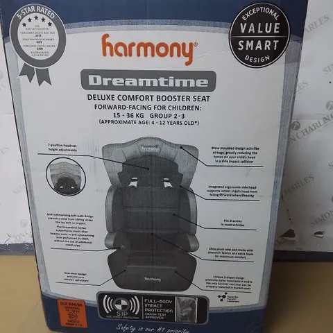 BOXED HARMONY DREAMTIME DELUXE COMFORT BOOSTER SEAT - 15/36KG