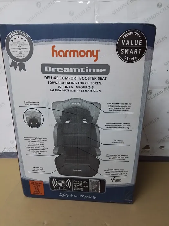 BOXED HARMONY DREAMTIME DELUXE COMFORT BOOSTER SEAT - 15/36KG