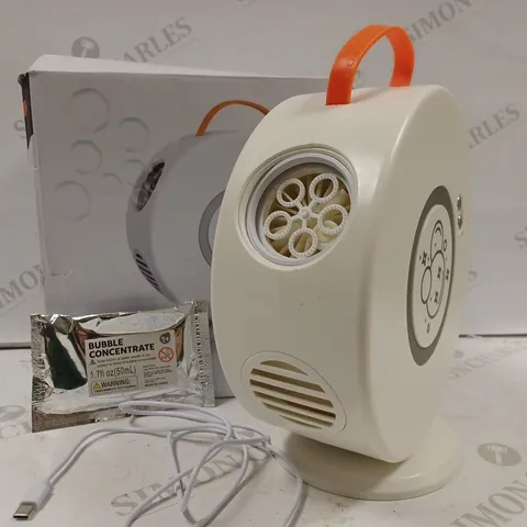 BOXED WHITE ROTATING BUBBLE MACHINE