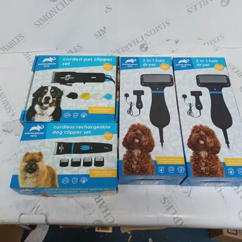 ANIMAL PLANET PETS 2X 2 IN 1 HAIR DRYER, CORDED PET CLIPPER SET, AND CORDLESS RECHARGEABLE DOG CLIPPER SET 