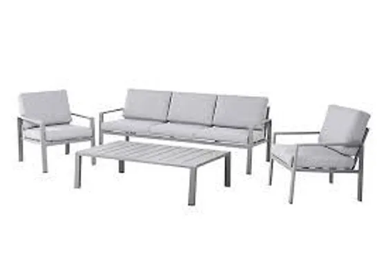 BOXED GOODHOME MOOREA STEEL GREY METAL 5 SEATER COFFEE SET (1 BOX)