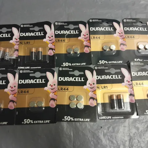 LOT OF 10 PACKS OF DURACELL BATTERIES TO INCLUDE LR44