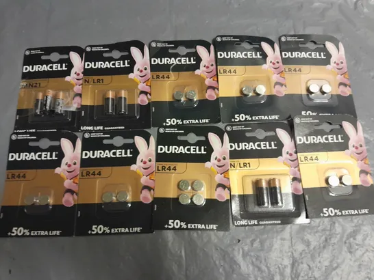 LOT OF 10 PACKS OF DURACELL BATTERIES TO INCLUDE LR44