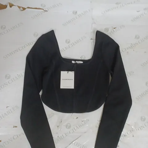 GLAMOROUS LONG SLEEVE FITTED TOP IN BLACK SIZE 14