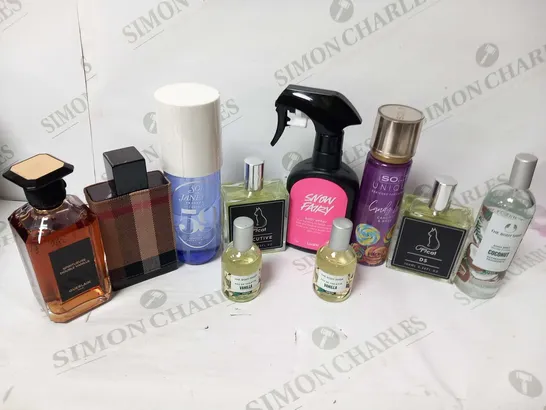 TEN ASSORTED UNBOXED FRAGRANCES TO INCLUDE; GUERLAIN, SNOW FAIRY, THE BODY SHOP AND COPYCAT