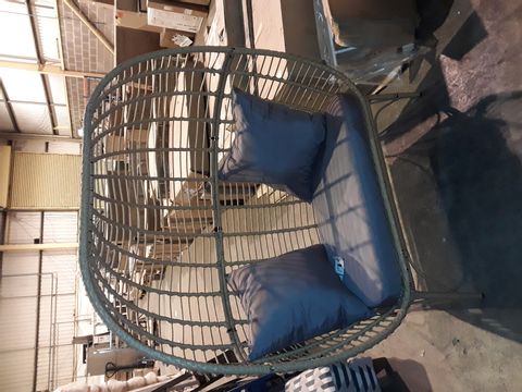 DESIGNER GRADE 1 GARDEN COCOON STYLE CHAIR WITH GREY CUSHIONS